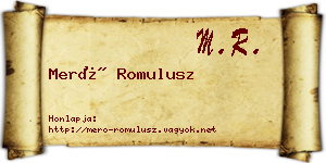 Merő Romulusz névjegykártya